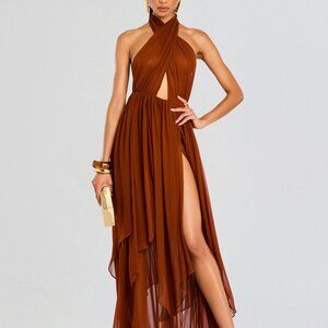 Retrofete - Ina Silk Chiffon Dress - Caramel - Small - NWT!